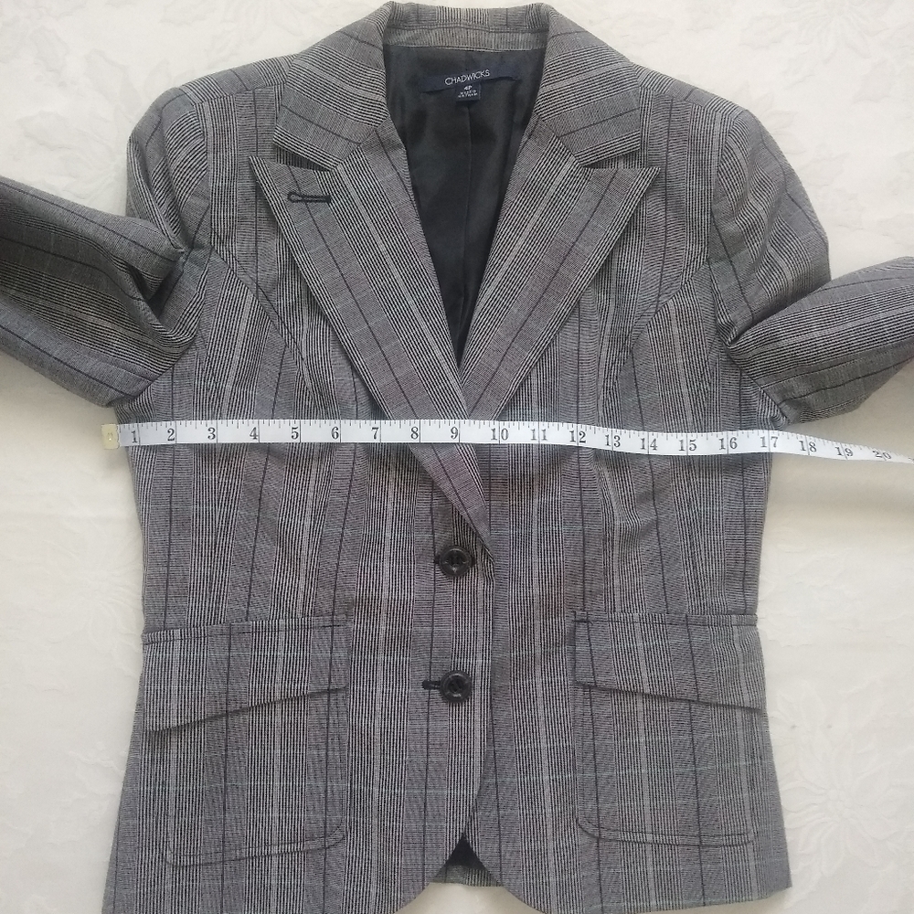 Plaid tartan blazer jacket patch pockets - Picture 3 of 8